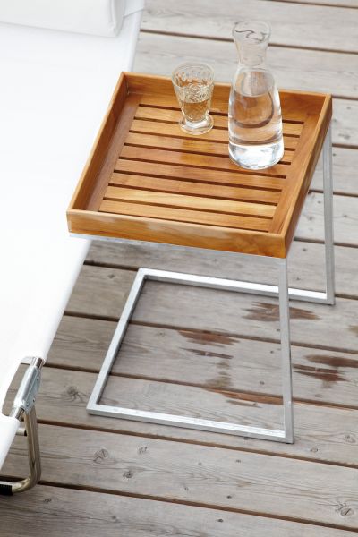 PIZZO Beistelltisch Gestell feuerverzinkt/Tablett Teak