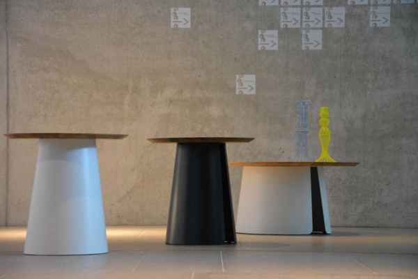 FEEL WOOD Beistelltisch weiss/nussbaum H 48 cm / D 50 cm