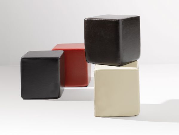 SITTING Sitzwürfel schwarz Leder antik