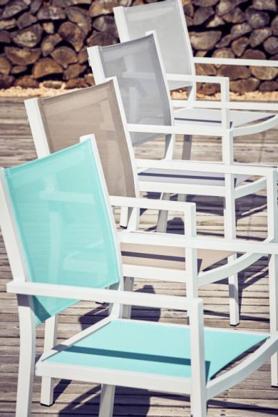 fiam ARIA Stapelsessel Gestell weiß/Bezug aqua