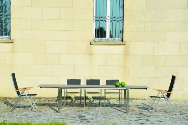 LUX EXCELL Ausziehtisch mit Kermamikplatten in taupe