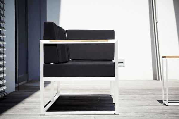 LUX LOUNGE Armlehnsessel Edelstahl/schwarz