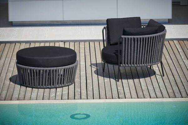 SUNDERLAND ROPE XL Loungehocker/Beistelltisch schwarz/anthrazit